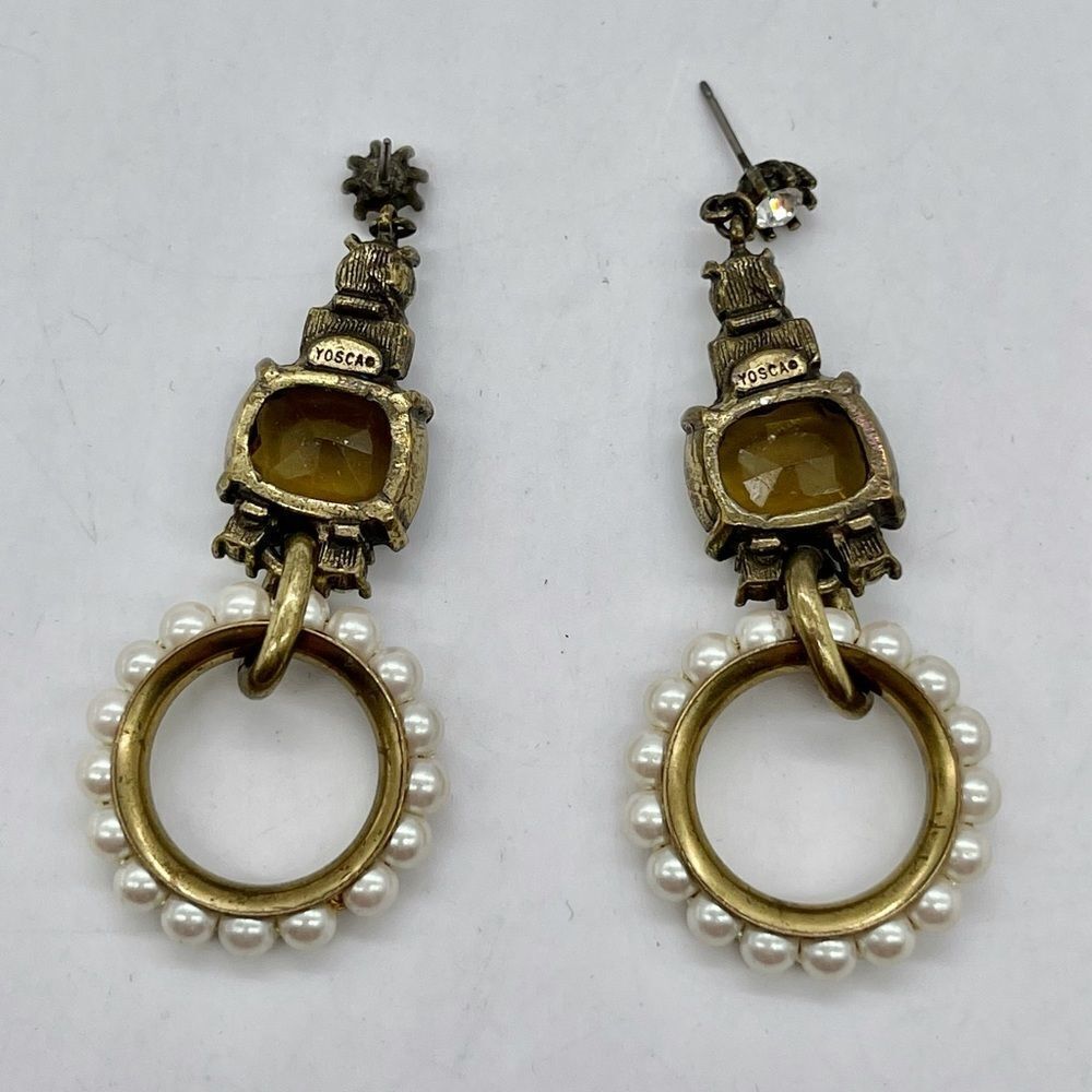 Gerald Yosca Vintage Drop Circular Pearls Earrings - Picture 2 of 2